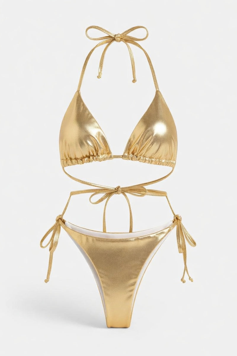Lace-Up Bikini Set — front view