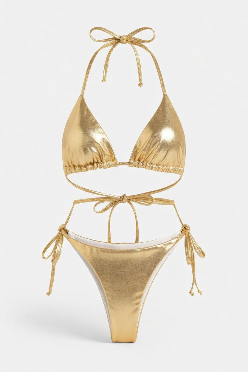 Lace-Up Bikini Set — front view