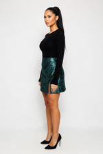 Satin A-Line Skirt with Side Slit — side view