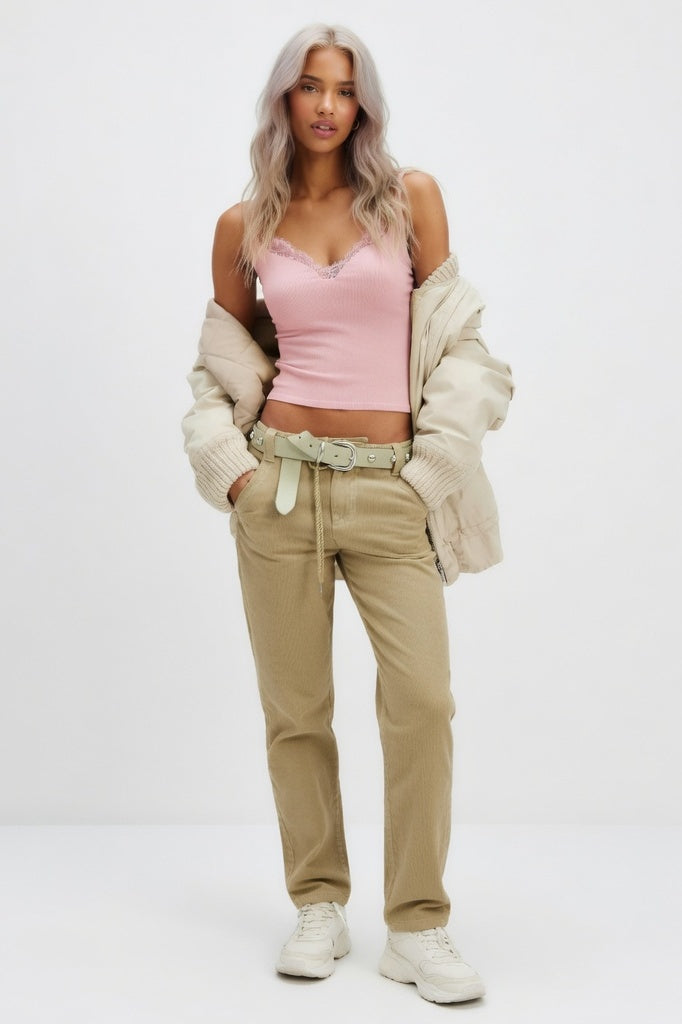 Lace Camisole Top — Pink