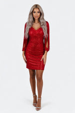 Sequined Tassel Mini Dress — front view