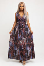 Backless Printed Strap Dress — Orange Print