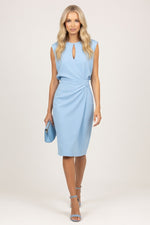 Satin Cross Knot Dress — Light Blue