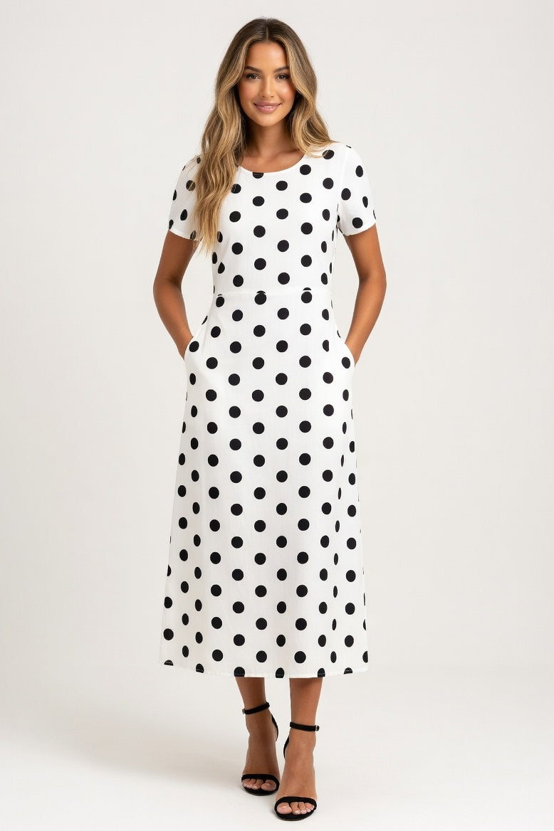 Printed Swing Dress — White