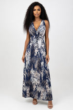 Backless Printed Strap Dress — Blue Print