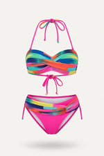 Gradient Twist Bandeau Bikini Set — Rainbow