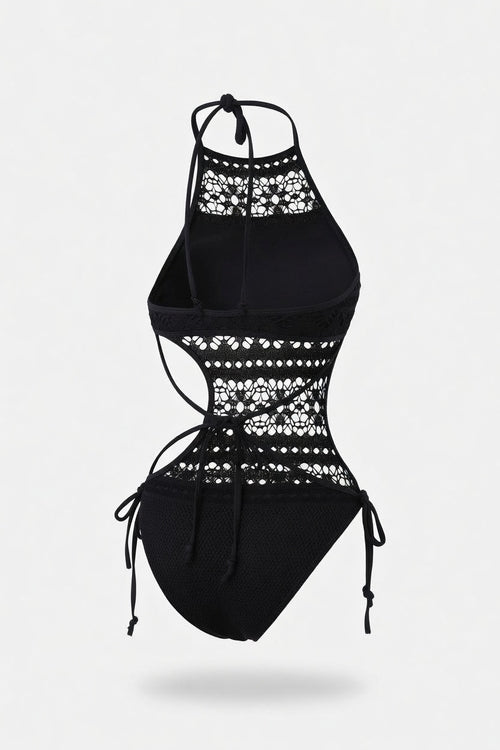 Lace Cut-Out Swimsuit — back view