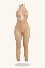 Halter Backless Bodycon Jumpsuit — Khaki