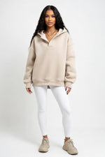 Hooded Sweatshirt with V-Tie Detail — Apricot
