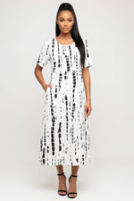 Printed Round Neck Pocket Dress — Print 3