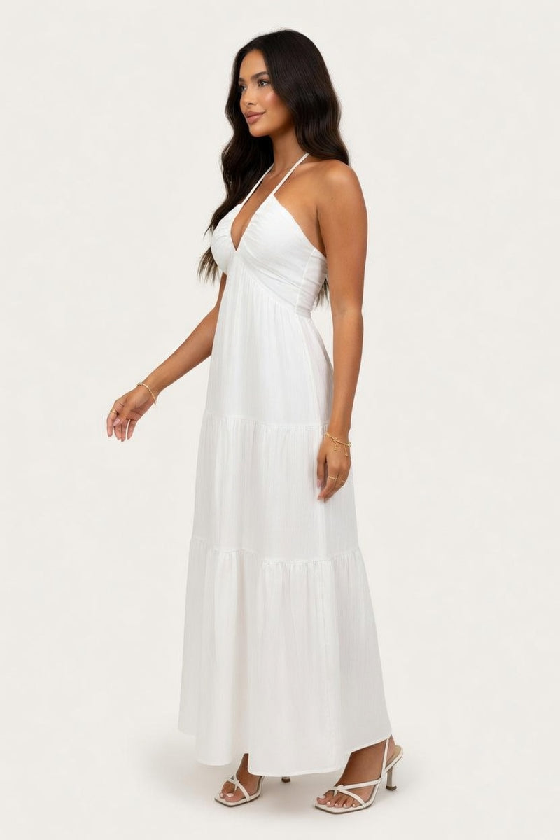 Deep V Halter Dress — side view