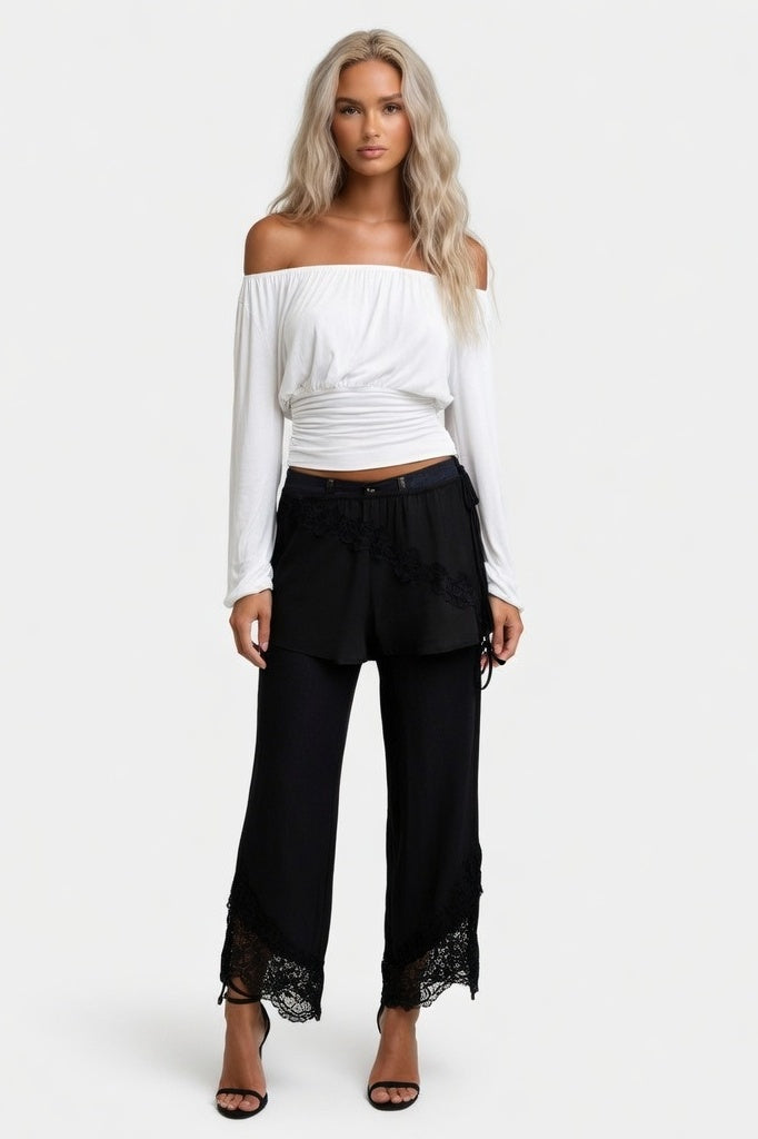 One Shoulder Pleated Top — Off White