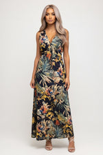 Backless Printed Strap Dress — Black Print