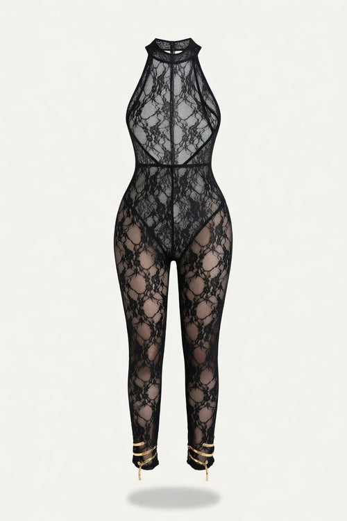 Halter Backless Bodycon Jumpsuit — front view