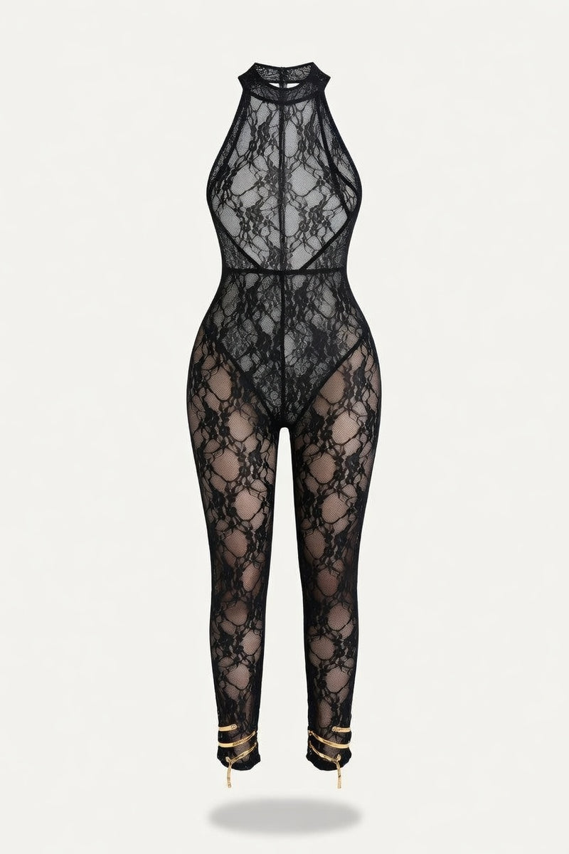 Halter Backless Bodycon Jumpsuit — front view