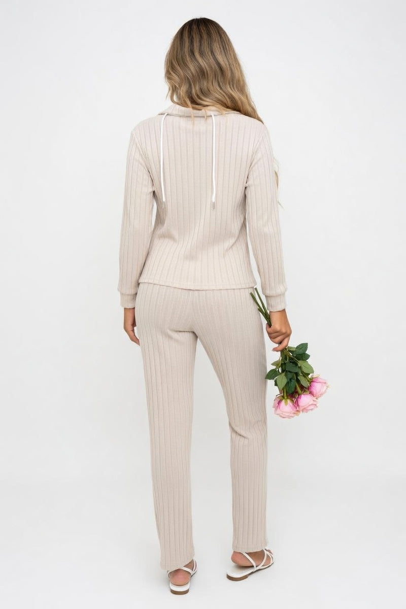Ribbed Hoodie & Trouser Co-ord Set — back view