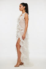 Chiffon Halter Dress with Side Split — side view