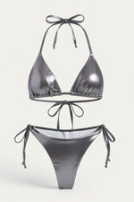 Lace-Up Bikini Set — Charcoal Grey