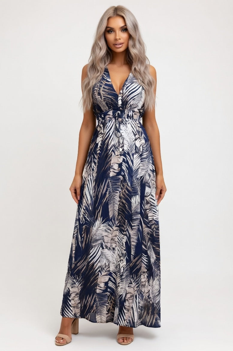Open Back Print Dress — Blue Print