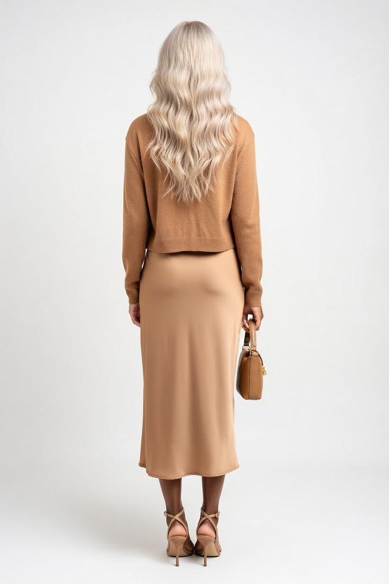Satin Halter Dress — back view