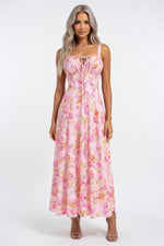 Printed Strappy Midi Dress — front view