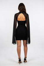 Pearl Chiffon Cape Dress — back view