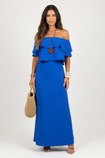 One-Shoulder Midi Dress — Blue