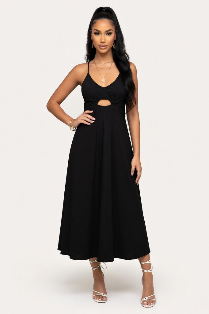 Halter Slip Dress — Black