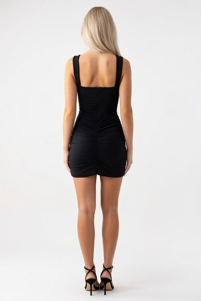 Square Neck Bodycon Mini Dress — back view
