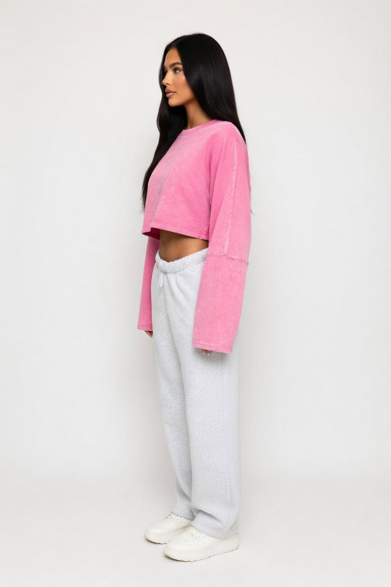 Cropped Distressed Sweatshirt — side view