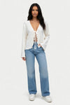 Pleated Trumpet Sleeve Top