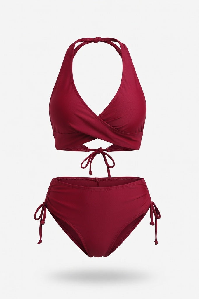 Twist Strap Bikini — Burgundy