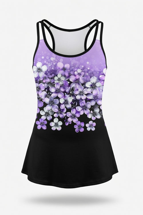 Split Swim Skirt Set — Print 1
