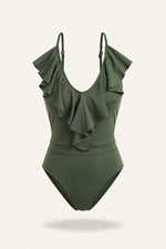 Ribbed One-Piece Swimsuit — Green