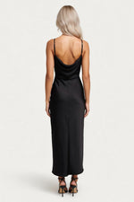 Satin Slip Dress with Thigh Slit — back view