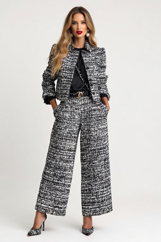 Structured Blazer Wide-Leg Trouser Co-ord — Black