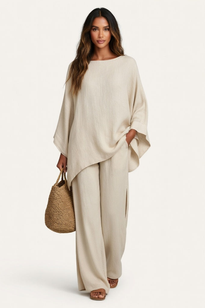 Batwing Top Wide Leg Trouser Co-ord — Khaki