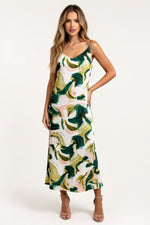 Satin Slip Dress — Ink Green