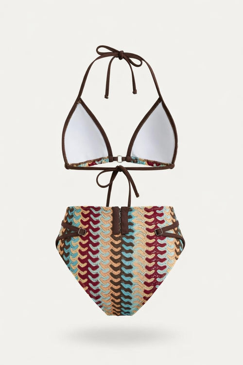 Halter Tie Swimsuit Set — back view