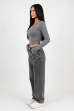 Round Neck Long Sleeve Top — side view