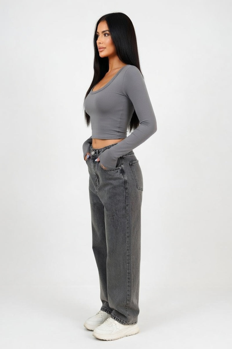 Round Neck Long Sleeve Top — side view