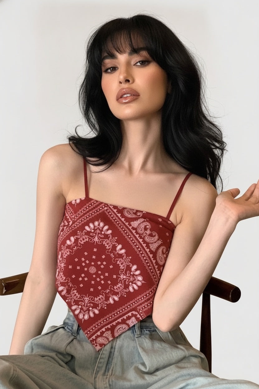 Cashew Floral Print Slip Cami Top — One size — Front