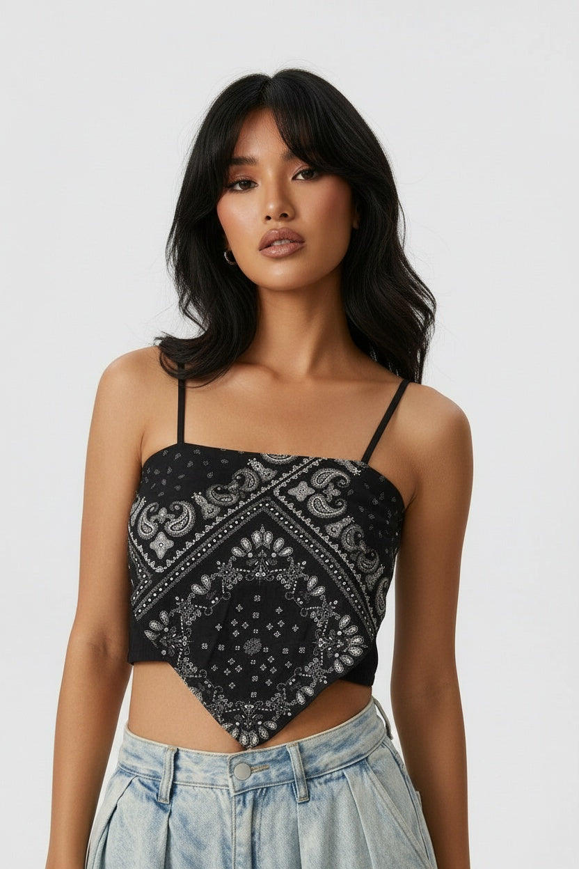 Cashew Floral Print Slip Cami Top — One size — Front
