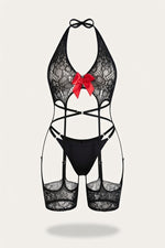 Sheer Bodysuit with Bow Detail — front view