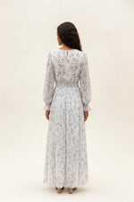 Printed V-Neck Swing Dress — back view