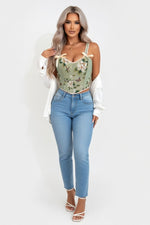 Bow Detail Halter Top — Dark Green