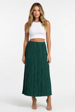 Hand-Pleated Midi Skirt — Green