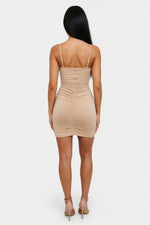 Halter Pleated Mini Dress — back view