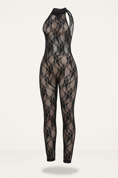 Halter Backless Bodycon Jumpsuit — Black