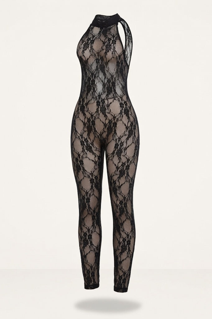 Halter Backless Bodycon Jumpsuit — Black